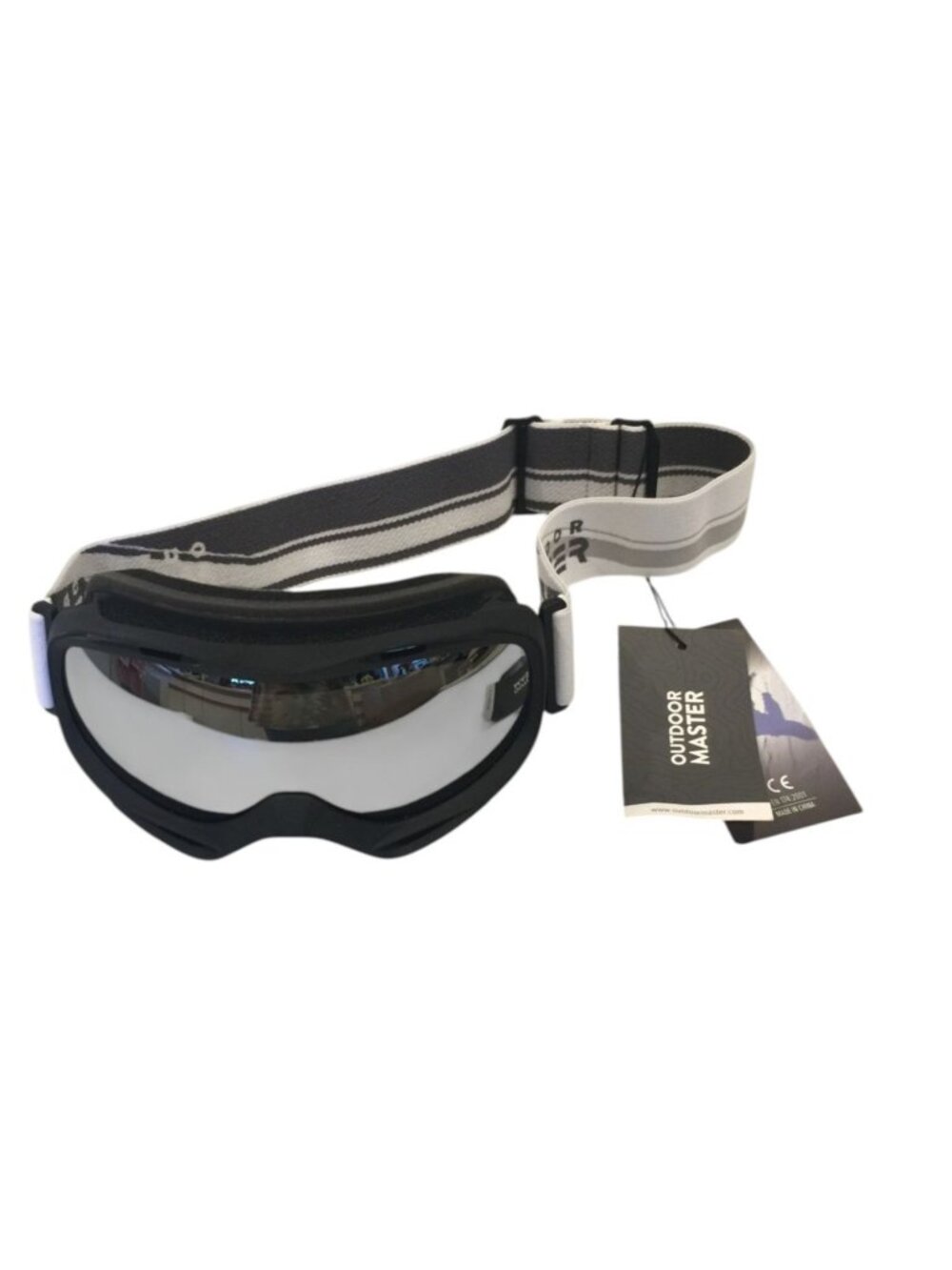 OUTDOOR MASTER OTG Ski Goggles Black Frame White Gray Strap